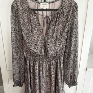 WAYF x BFF Smocked Waist Long Sleeve Minidress